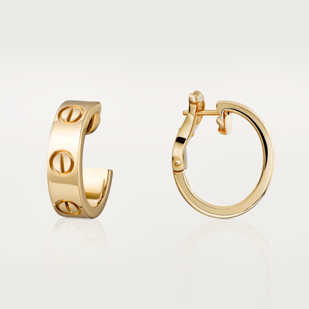 Love hoop earrings, classic modelYellow gold