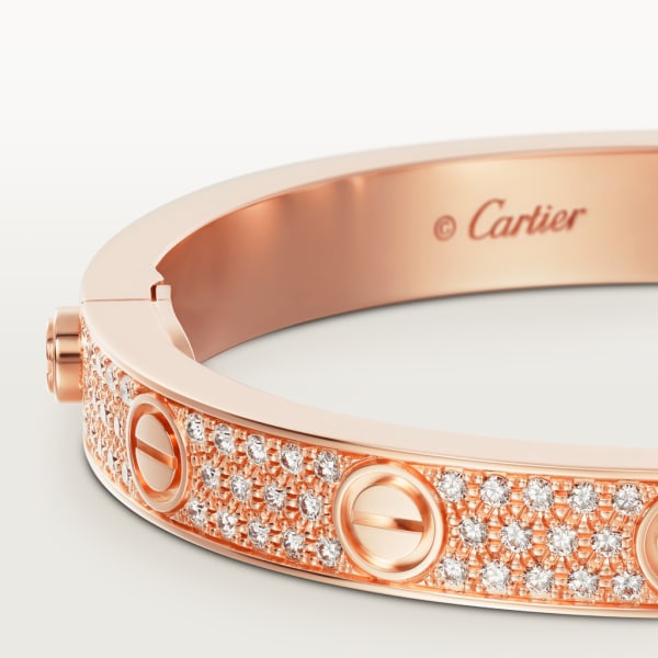 Love bracelet, diamond-paved Rose gold, diamonds