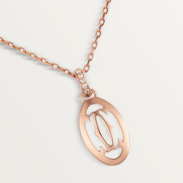 Logo necklace Rose gold, diamonds