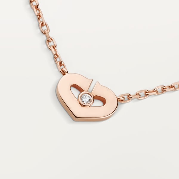 Heart necklace Rose gold, diamonds