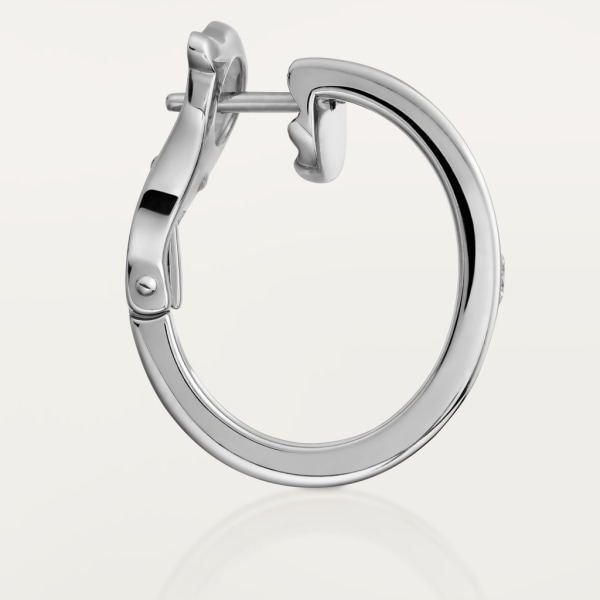 Love hoop earrings, classic model, 2 diamonds White gold, diamonds