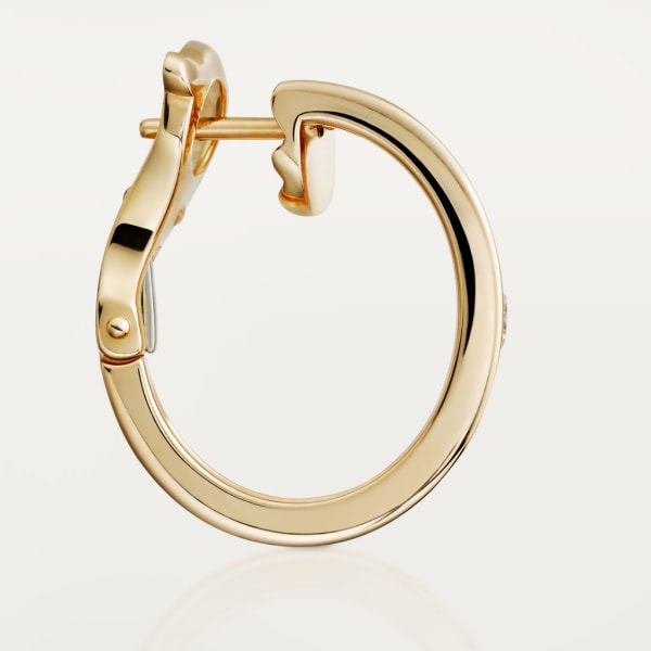 Love hoop earrings, classic model, 2 diamonds Yellow gold, diamonds