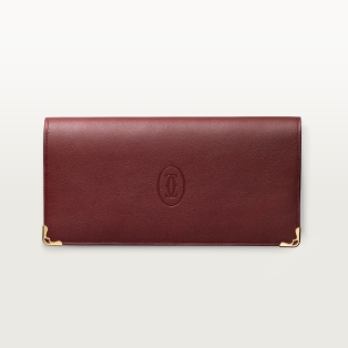 International Wallet with Gussets, Must de Cartier Burgundy calfskin, golden finish