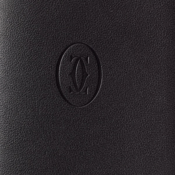 Pocket diary large model, Must de Cartier Black calfskin, palladium finish