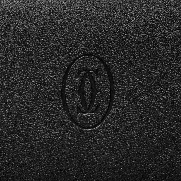 Zipped International Wallet, Must de Cartier Black calfskin, stainless steel finish