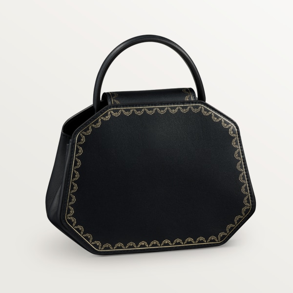 Top Handle Bag, Mini, Guirlande de Cartier Black calfskin, golden finish