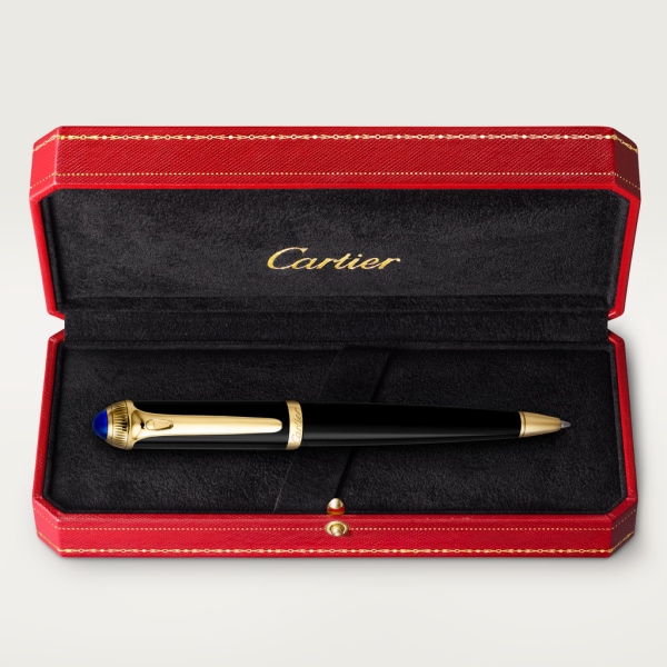 R de Cartier ballpoint pen Black composite, yellow golden-finish details