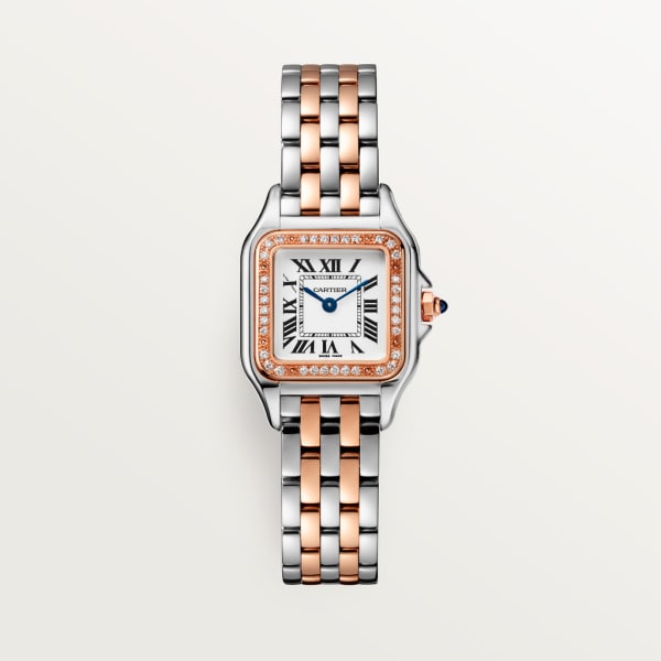 Panthère de Cartier watch Small model, quartz movement, rose gold, steel, diamonds