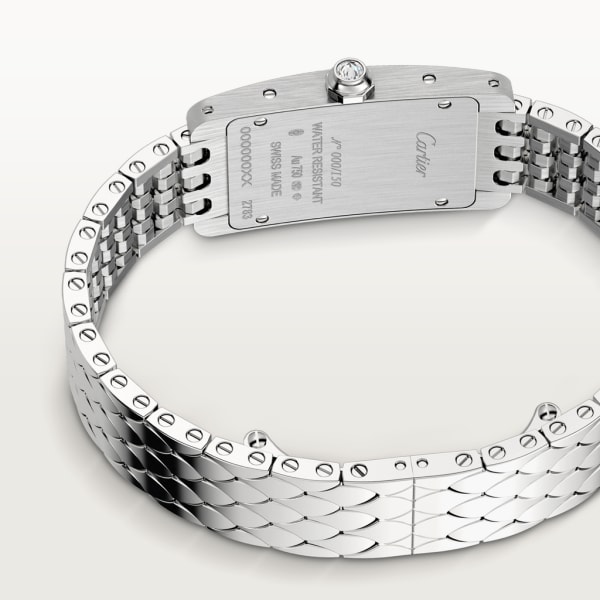 Tank Américaine watch Small model, quartz movement, white gold, diamonds