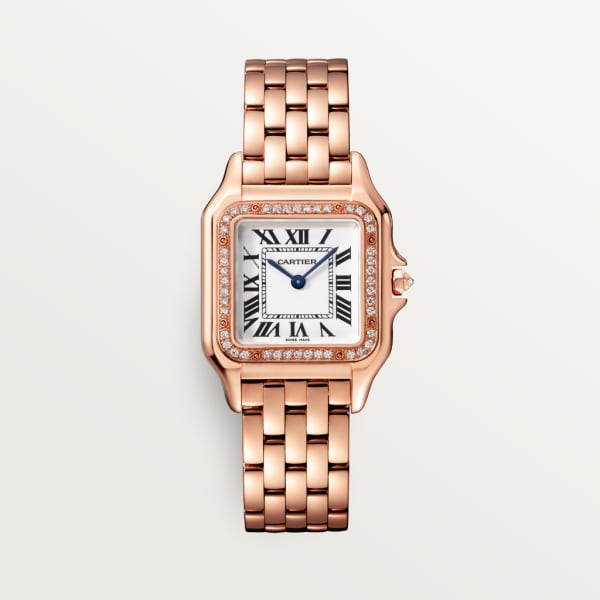 Panthère de Cartier watch Medium model, quartz movement, rose gold, diamonds