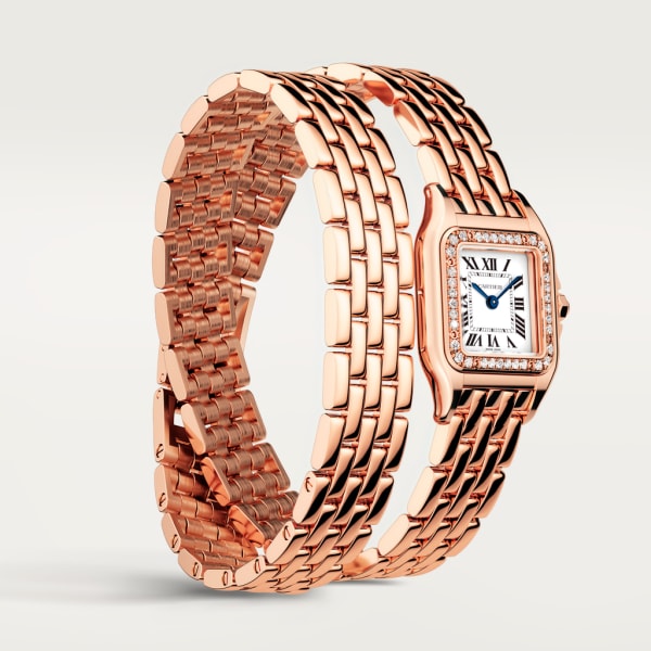 Panthère de Cartier watch Small model, quartz movement, rose gold, diamonds