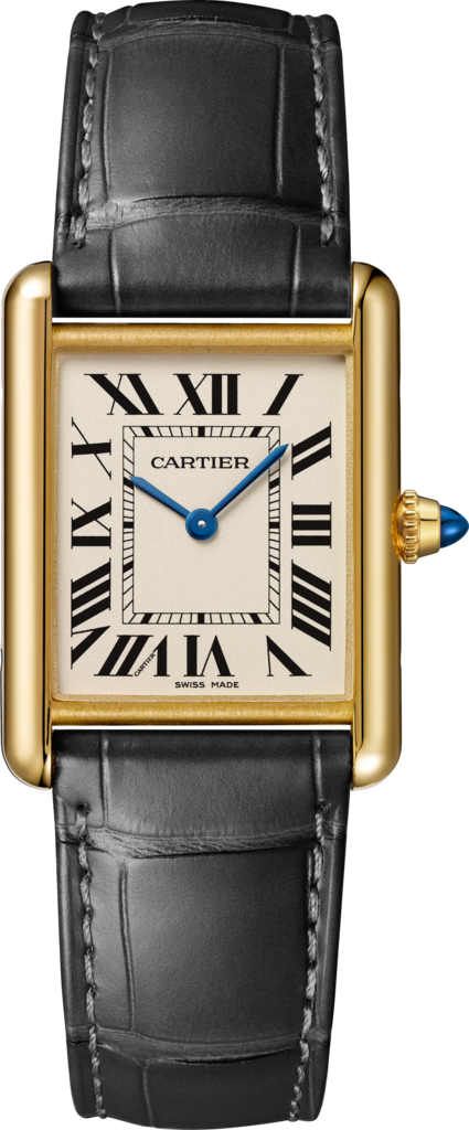 Tank Louis Cartier watchLarge model, quartz movement, 18K yellow gold, leather