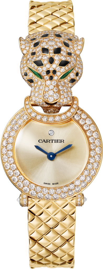 La Panthère de Cartier watch23.6 mm, quartz movement, 18K yellow gold, diamonds, metal bracelet