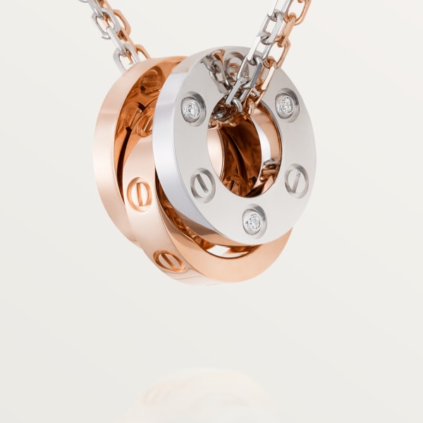 Love necklace, 6 diamonds Rose gold, white gold, diamonds