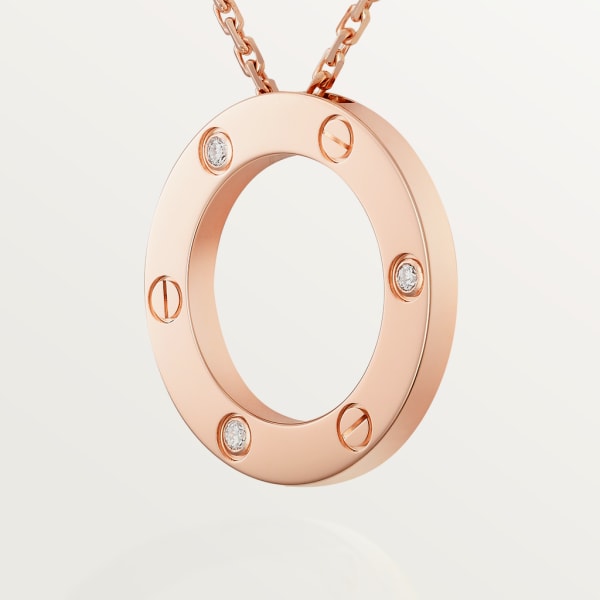 Love necklace, 3 diamonds Rose gold, diamonds