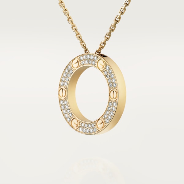 Love necklace, paved Yellow gold, diamonds