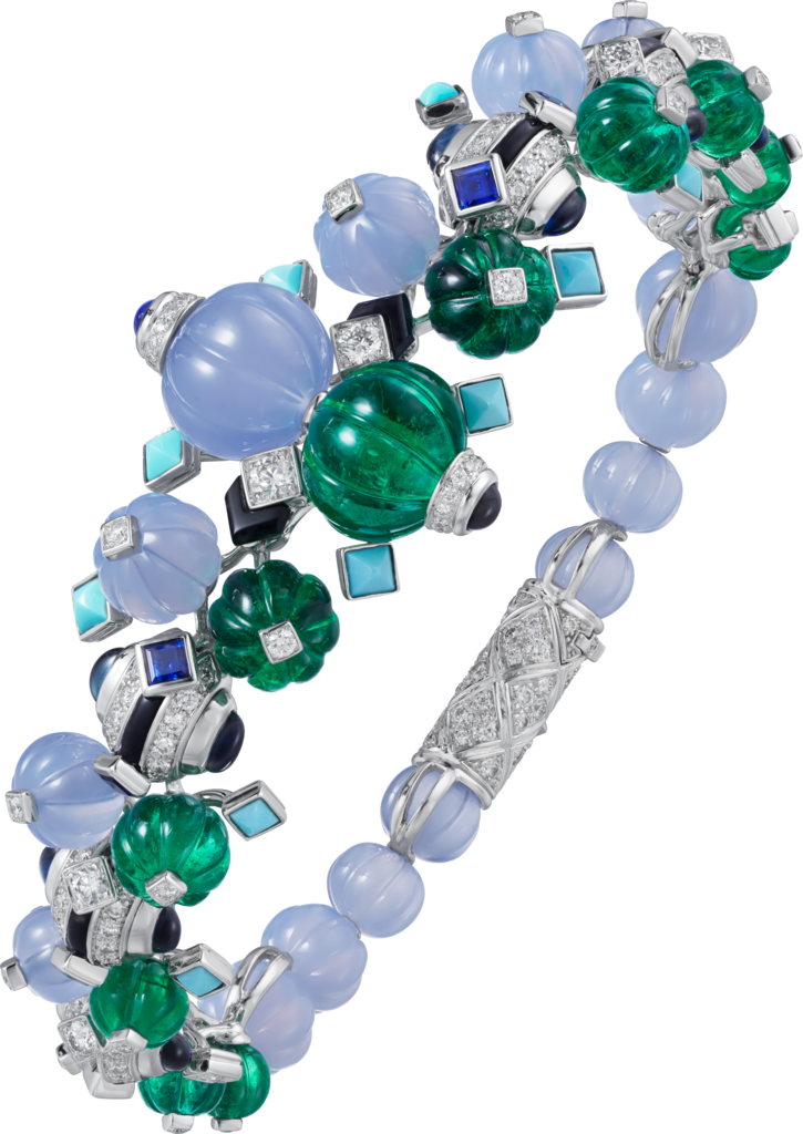 Creative Collection BraceletWhite gold, emeralds, chalcedony, sapphire, onyx, turquoise, diamonds