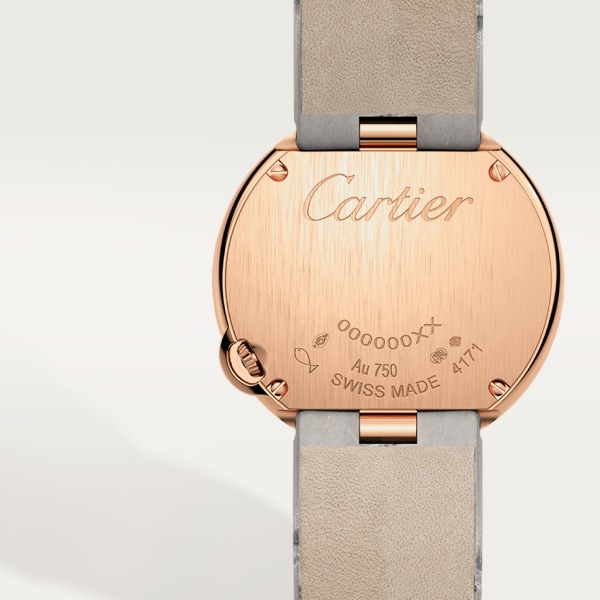 Ballon Blanc de Cartier watch 30mm, quartz movement, rose gold, diamond, leather