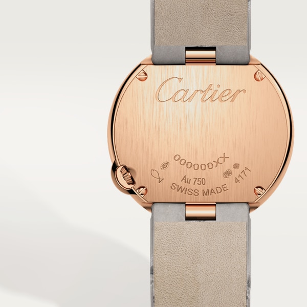 Ballon Blanc de Cartier watch 30mm, quartz movement, rose gold, diamonds, leather