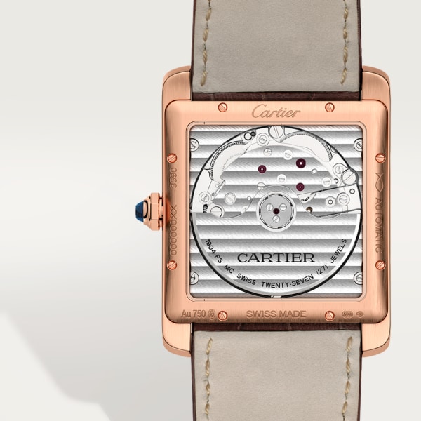 Tank MC watch Large model, automatic movement, rose gold, leather