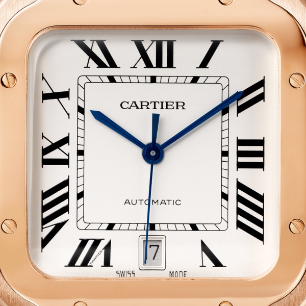 Santos de Cartier watch Large model, automatic movement, rose gold, interchangeable metal and leather bracelets