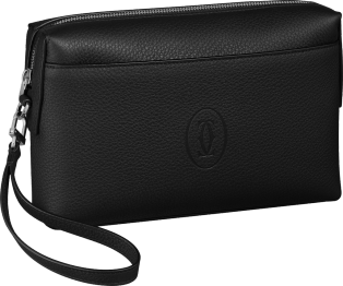 Square Pouch, Must de Cartier Black calfskin, palladium finish