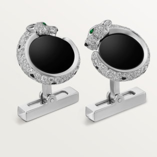 Panthère de Cartier cufflinks Rhodium-finish white gold, diamonds, emeralds, onyx