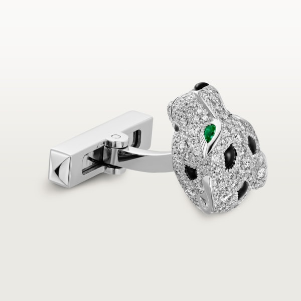 Panthère de Cartier cufflinks Rhodium-finish white gold, diamonds, emeralds, onyx