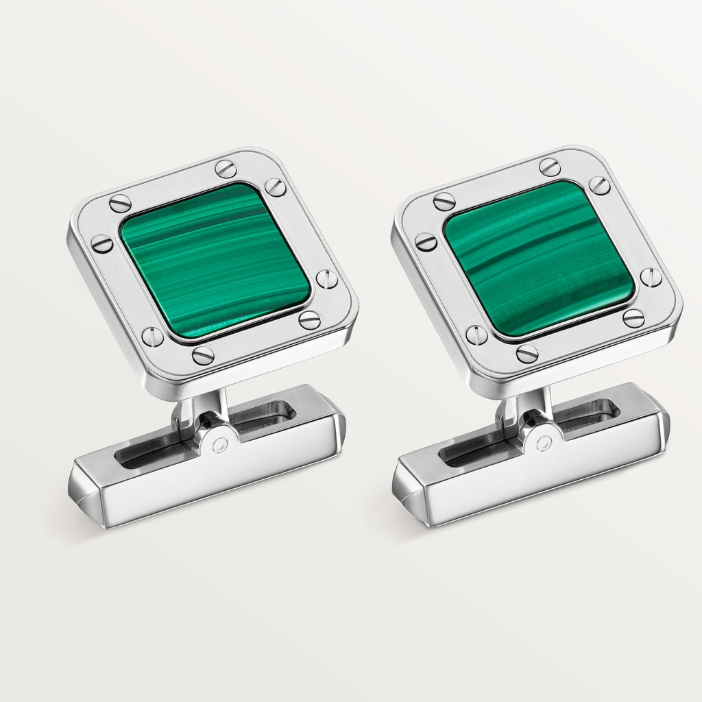 Santos de Cartier cufflinksSterling silver, palladium finish and malachite