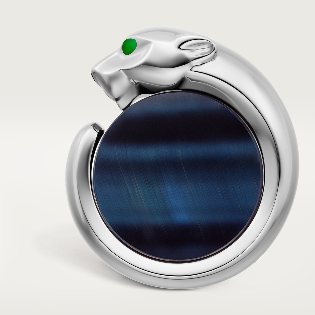 Panthère de Cartier cufflinksSterling silver, palladium-finish, hawk's eye, lacquer