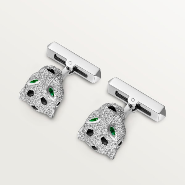 Panthère de Cartier cufflinks Rhodium-finish white gold, diamonds, emeralds, onyx