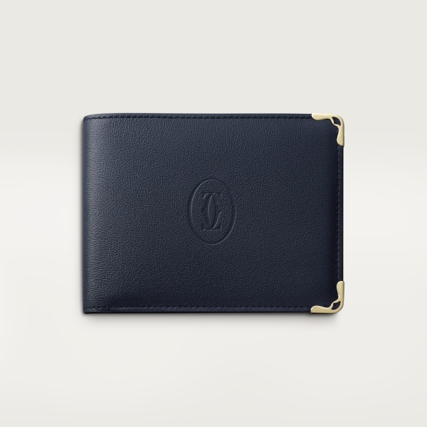 6-Credit Card Wallet, Must de Cartier Midnight blue calfskin, gold finish