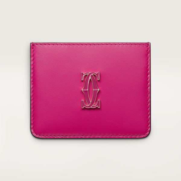 Simple Card Holder, C de Cartier Fuchsia calfskin, gold and fuchsia enamel finish