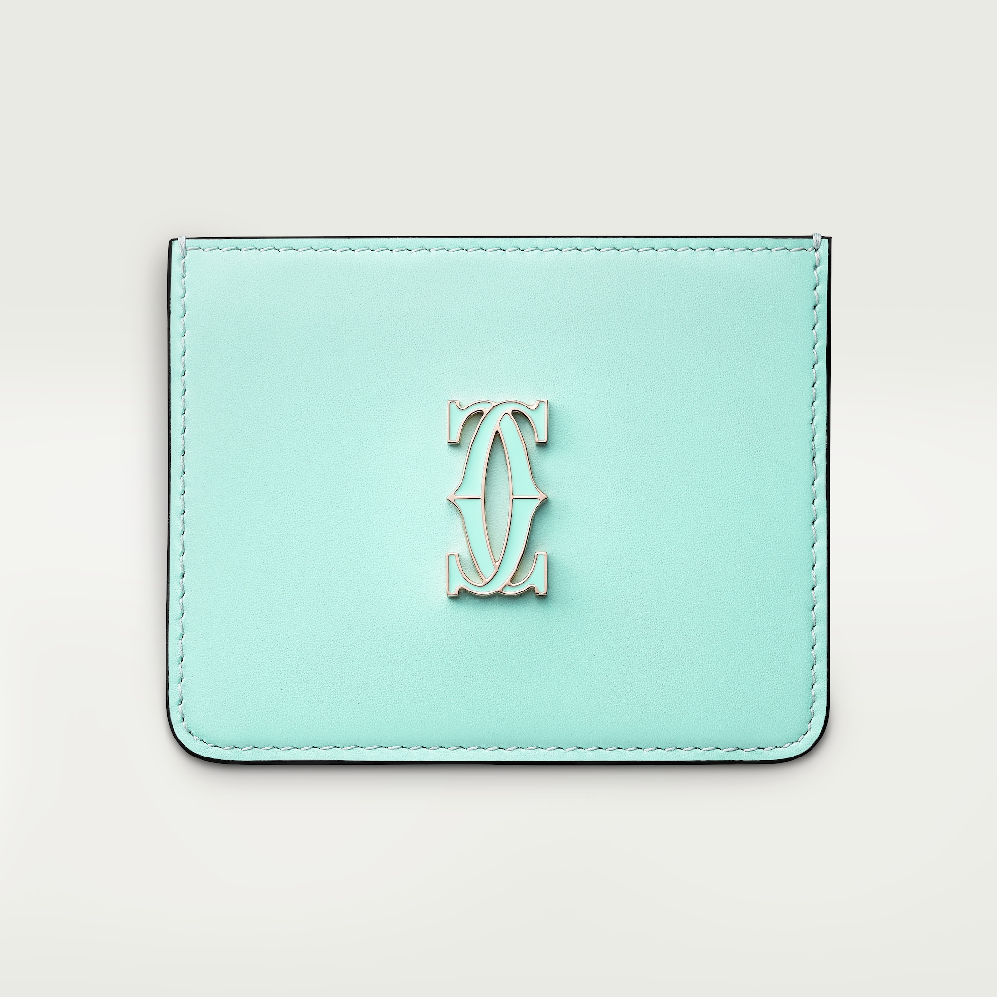 Simple Card Holder, C de CartierMint calfskin, golden and mint enamel finish