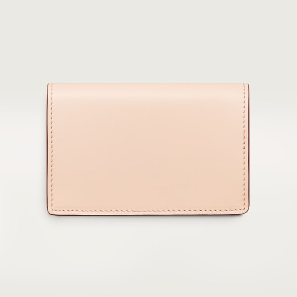 Multi-card holder with flap, C de Cartier Powder pink calfskin, gold and powder pink enamel finish