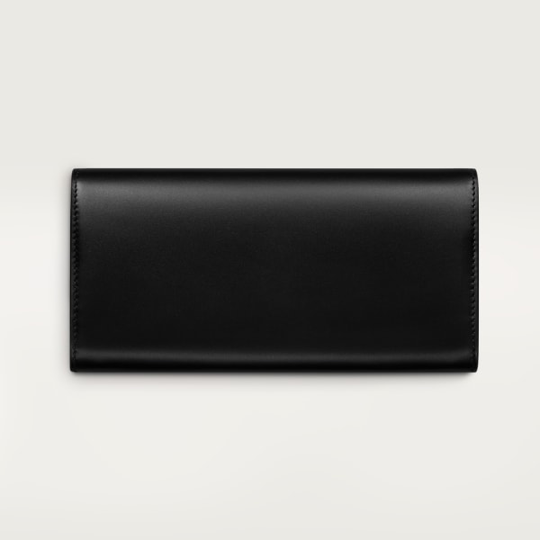 International wallet with flap, C de Cartier Black calfskin, gold and black enamel finish