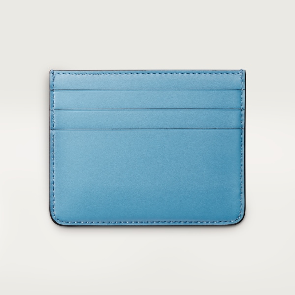 Simple Card Holder, C de Cartier Capri blue calfskin, golden and Capri blue enamel-finish