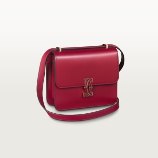 Mini shoulder bag, C de Cartier Cherry red calfskin, gold and cherry red enamel finish