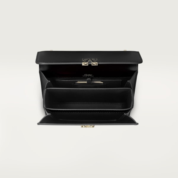 Mini shoulder bag, C de Cartier Black calfskin, gold and black enamel finish