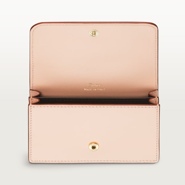 Multi-card holder with flap, C de Cartier Powder pink calfskin, gold and powder pink enamel finish