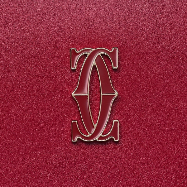 Pouch small model, C de Cartier Cherry red calfskin, golden finish and cherry red enamel