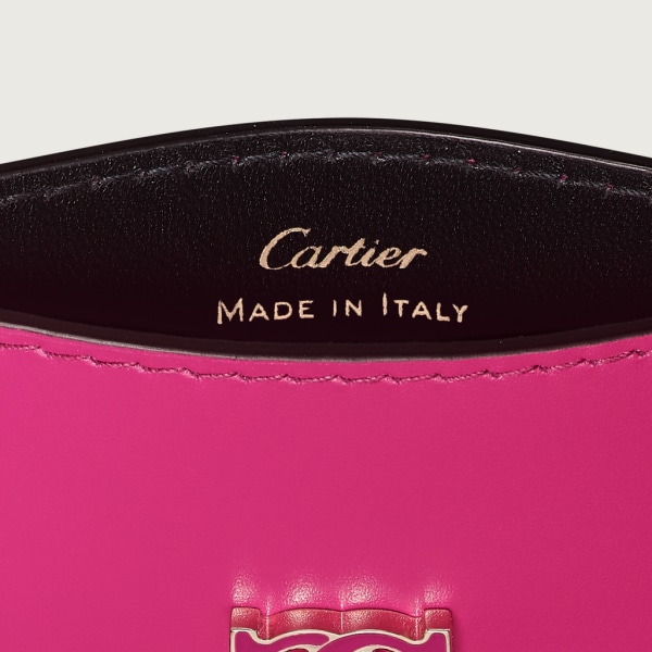 Simple Card Holder, C de Cartier Fuchsia calfskin, gold and fuchsia enamel finish