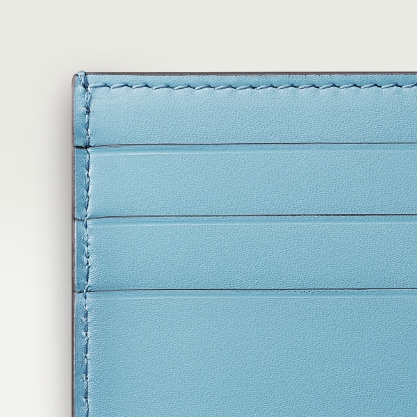 Simple Card Holder, C de Cartier Capri blue calfskin, golden and Capri blue enamel-finish