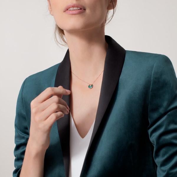 Amulette de Cartier necklace, XS model Rose gold, malachite, diamond