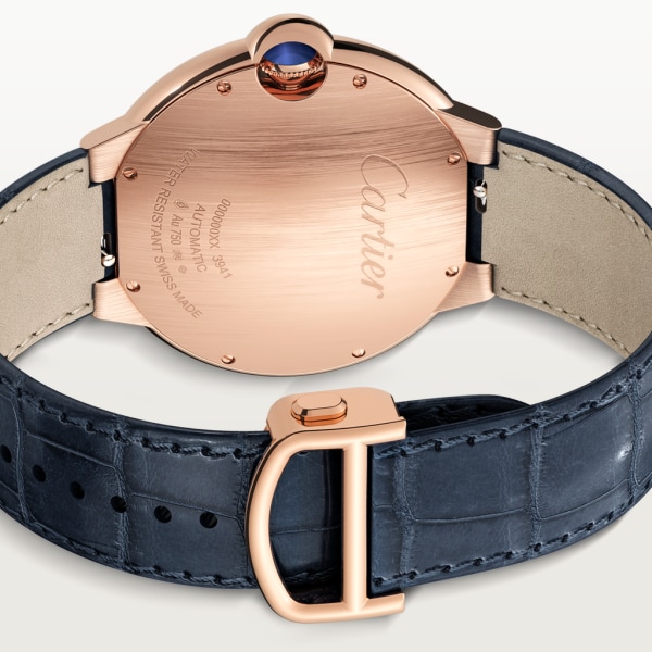 Ballon Bleu de Cartier watch 42mm, automatic movement, rose gold, leather