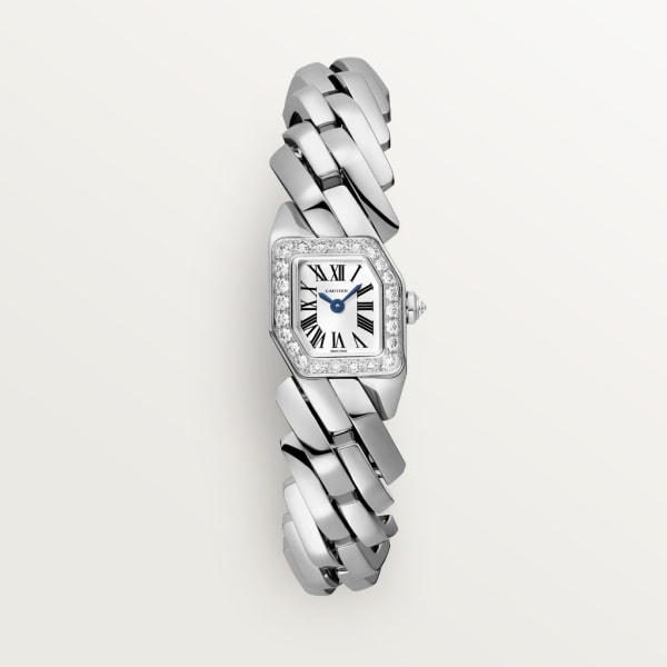 Maillon de Cartier watch Small model, quartz movement, white gold, diamonds