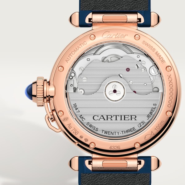 Pasha de Cartier watch 35 mm, automatic movement, rose gold, diamonds, 2 interchangeable leather straps