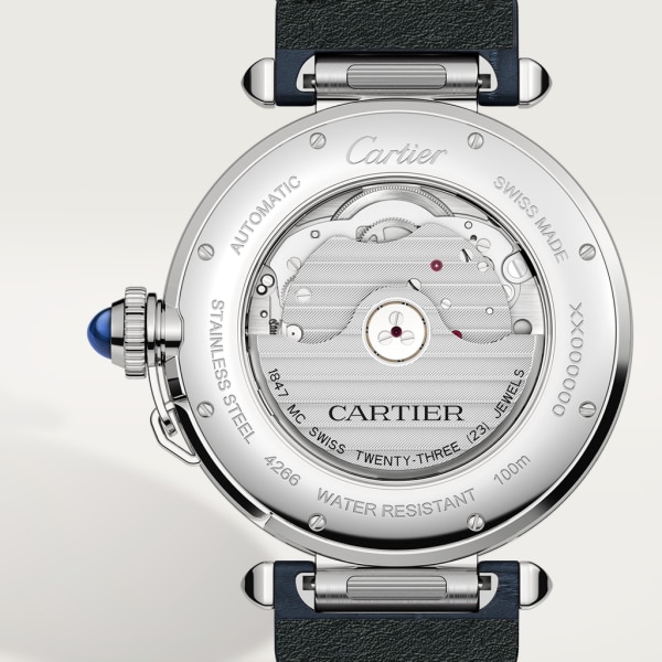 Pasha de Cartier watch 41 mm, automatic movement, steel, 2 interchangeable leather straps