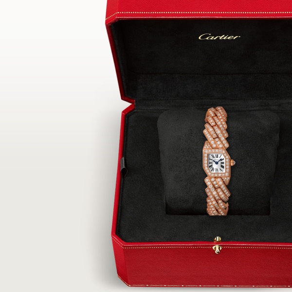 Maillon de Cartier watch Small model, quartz movement, rose gold, diamonds