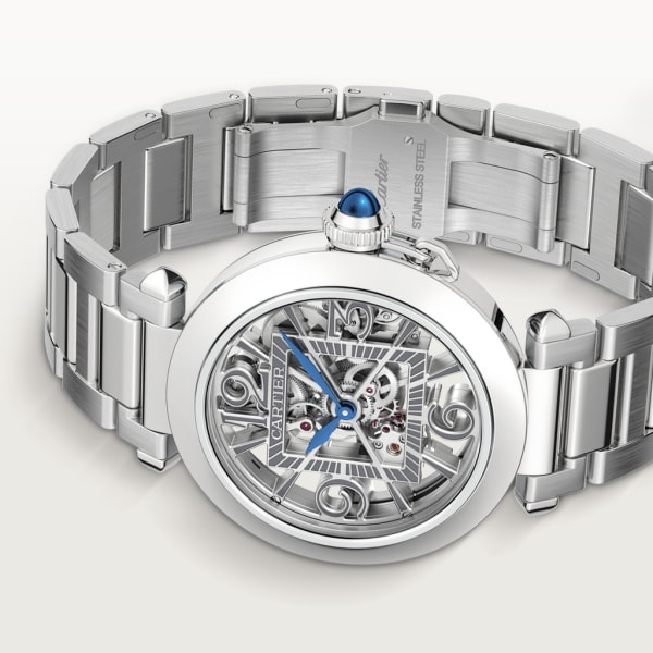 Pasha de Cartier watch 41 mm, automatic movement, steel, interchangeable metal and leather straps